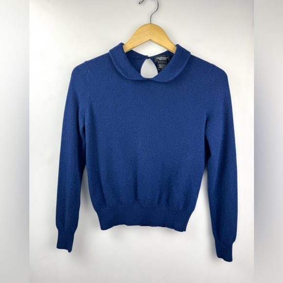 Lord & Taylor Cashmere Women’s Peter Pan Collar Sweater Navy Size M - Picture 1 of 8